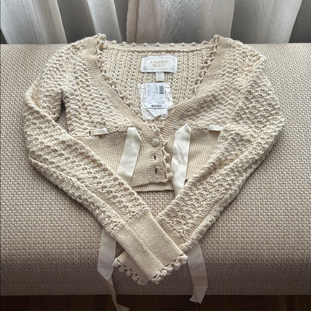 Limited Too Cream Knit Cardigan